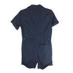 Everlane The Cotton Weave Romper Short Sleeve Pockets Navy Blue Size 00 Photo 4