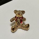 Avon Teddy Bear With Red Bow Gold Tone Lapel Tack Pin Photo 7