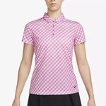 Nike  Dri-FIT Victory Short-Sleeve Gingham Pink Polo Shirt Photo 0