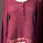 Hollister VINTAGE Y2K Maroon Knit Lace Trim Top Photo 0