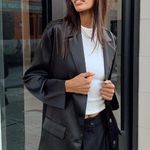 Princess Polly Toddy Black Satin Relaxed Fit Blazer 10 Photo 1