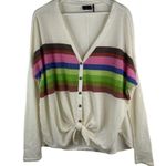 Urban Outfitters UO Out From Under Size M Top Jojo Thermal Waffle Rainbow Stripe Photo 0