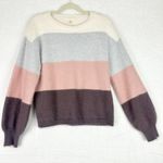 Sundays By We Are Sundays Angora Stripe Sweater Size Small Crewneck Eyelash Pink Photo 0