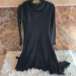 Women’s Beautiful Lagenlook Fitted Knitted Ruffle Duster Size S/M Black Size M Photo 4