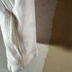 Flax  Long Sleeve Shirt Layering Round Neck Pullover Plain Cotton White Small Photo 1