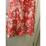 Free People Size 4 Floral Dress Twirl Lined RED White Boho Zip Side Rosettes Photo 2