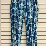 Lilly Pulitzer COCOANUT WALK CROP Pants Get In Line Indigo Jellyfish Size 4 EUC Photo 0