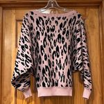 GABERLY Pink Leopard Boat Neck Batwing Sleeves Dolman Knitted Sweaters Photo 1