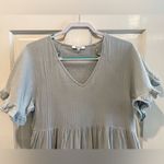 Madewell ‎ Short Ruffle Sleeve Easy Mini Dress Pockets Glassware Blue Size Medium Photo 1