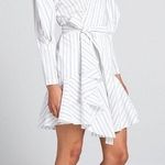 ALC Frank A.L.C. Enzo Dress Stripe Wrap Poplin White Salmon Size 2 NWT Photo 0