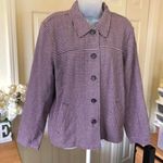 2000s Y2K Vintage Purple white checkered plaid gingham button Photo 1