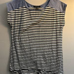 Adele & May Casual Striped Top – Women’s Small (Denim + Black & White) White Size undefined Photo 0