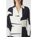 CLOSED Viscose and Silk Shirt Collar Faux Wrap Graphical‎ Midi Size S NWT $655 Black Photo 3