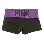 PINK - Victoria's Secret VS PINK Yoga‎ Shorts Foldover Black Purple Snake Animal Print Y2K Vtg Size M Photo 1