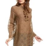 Johnny Was Vidya Tassel Eyelet Boho Shirt in Oregano Olive Khaki Size Small NWT Photo 1