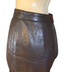 PELLE CUIR VINTAGE 1990'S BROWN GENUINE LEATHER SKIRT (10) Photo 5