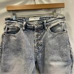 KanCan Buttonfly High Waisted Straight Leg Denim Jeans Size 9 Acid Wash Pink Hue Blue Photo 2