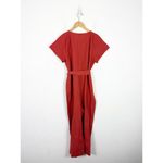 Madewell  Linen-Cotton Pleat-Sleeve Jumpsuit Size 14P Rust Short Sleeve Cropped Photo 11