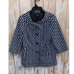 Rafaella Women's  Black With White Polka Dots 3/4 Sleeve Coat Sz L Photo 1