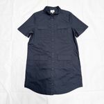 Tuckernuck  Navy Blue Short Sleeve Button Up Napa Poplin Cargo Shift Dress Large Photo 5