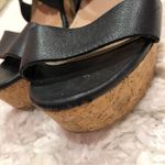 Steve Madden Steve Madden Terorr Leather Strappy Cork Wedge Heels Black 6.5 Photo 1