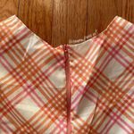 pink orange and white plaid gingham puff sleeve mini dress Size XS Photo 9