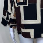 Kathy Che Vintage Polyester Earthtone Geometric Print Blouse Size 12 Photo 9