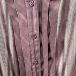 Loft  Plum gold metallic sheer long sleeve button up blouse casual wedding work L Photo 4