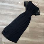 Adrianna Papell  Maxi Dress Black (size 6) sheer sleeve tie back formal wedding Photo 3