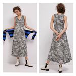 Anthropologie Maeve Black & White Floral Livia Flared Maxi Dress size Photo 1