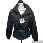 Funky 80’s 🎿 Vintage Tyrolia black puffy ski jacket belted pockets snow winter Size 10 Photo 0