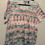 Catherines  Pink and Green Patterned Blouse Photo 0