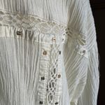 Free People  Summer Stars Cream Gauze Boxy Button Down Blouse  Boho Small Photo 4