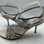 Furla Snakeskin Embossed Leather Strappy Ankle Heel Sandals Cream Size 39 US 8.5 Photo 8