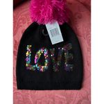 Betsy Johnson Black Beanie with Sequins and Pom Pom Photo 2