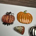 Pumpkin / Candy Corn Autumn Fall Brooch Pin Lot Of 4 Photo 3