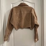 Black Label Cesto Tan Corduroy Cropped Jacket Size S Button Front Raw Hem Brown Photo 2