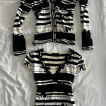 Chic Striped Top and shirt Set with Floral Accents Black Size 6 Photo 0