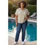 Duluth Trading Co Womens XL Short Sleeve Button Down Shirt Casual Trendy Work # Blue Photo 8