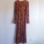 Leith  Nordstrom Rack Floral Autumn Rust Belle Sleeve Wrap Dress Photo 6