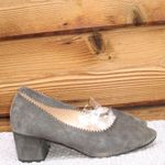 Mango  Womens 7 Gray Suede Block Heel Shoes Photo 5