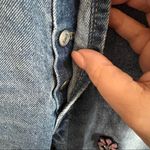 ZARA  High Rise Button Fly Straight Distressed Gem Bedazzled Raw Hem Denim Jeans Photo 9