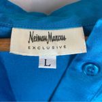 Neiman Marcus  100% Silk Blue Button Front & Back Oversized Blouse Top L Photo 5