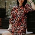 ZARA  Womens Micro Pleated Floral Detail Puff Sleeve Ruffled Dress Size Medium Photo 1