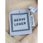 Herve Leger Gold Coated Knit Mini Skirt Bodycon Fitted Size S Photo 6