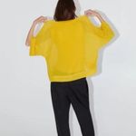 ZARA  3/4 Sleeve V-Neck Batwing Blouse Loose Fit Yellow Women's Size Medium Photo 1