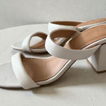Soludos White Leather Block Heels Sandals Size 7.5 Photo 0