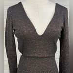 Windsor  Cutout Mini Dress V Neck Long Sleeve Bodycon Black/Copper Shimmer-M Photo 1