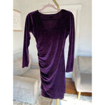 Purple Velvet Mini Dress Long Sleeve Ruched Quiet Luxury S W L A Photo 2