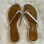 American Eagle Outfitters Silver and Brown Flip Flop Sandals - Size 8 Photo 0
